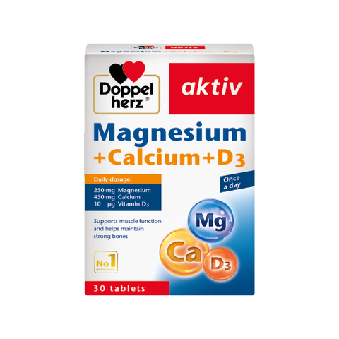 Thực phẩm bảo vệ sức khỏe Magnesium + Calcium + D3 (30 viên) Doppe Herz