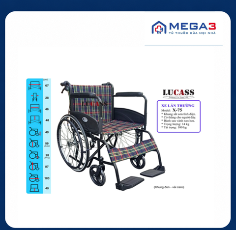 Xe Lăn Lucass X75/X75J Có Phanh