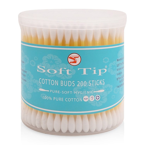 Bông tai soft tip người lớn hộp tròn to 200sticks