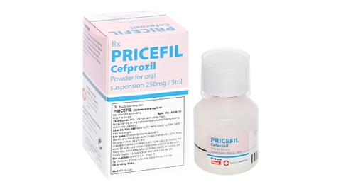 Bột pha hỗn dịch uống Pricefil 250mg/5ml trị nhiễm khuẩn đường hô hấp chai 30ml