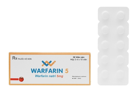 Warfarin 5 SPM phòng và trị huyết khối tĩnh mạch (3 vỉ x 10 viên)