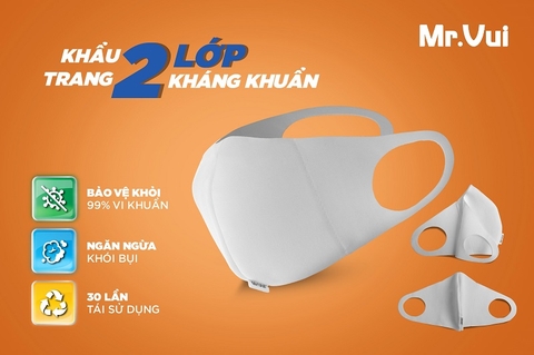 KHẨU TRANG 2 LỚP VẢI KHÁNG KHUẨN KTKK002