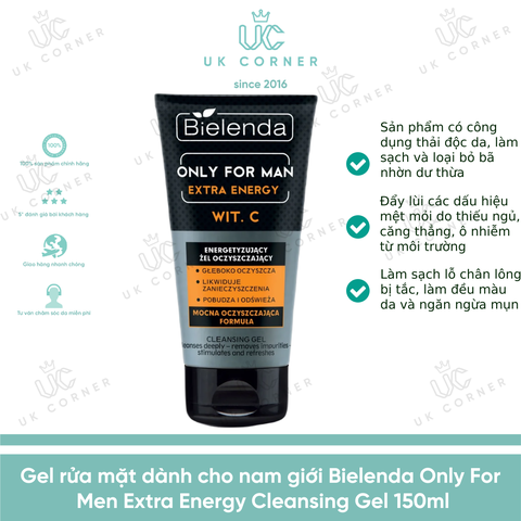 Gel rửa mặt dành cho nam giới Bielenda Only For Men Extra Energy Cleansing Gel 150ml