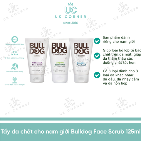 Tẩy da chết da mặt dành cho nam Bulldog Face Scrub 125ml