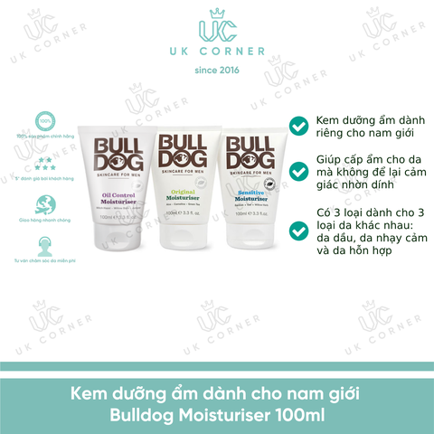 Kem dưỡng ẩm dành cho nam Bulldog Moisturiser 100ml