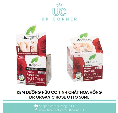 Kem dưỡng hữu cơ tinh chất hoa hồng Dr Organic Rose Otto Cream 50ml