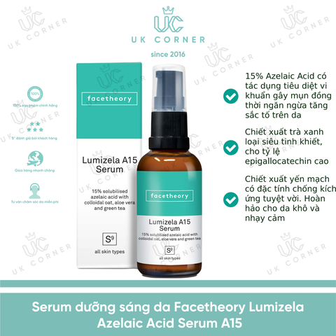 Serum dưỡng sáng da Facetheory Lumizela Azelaic Acid Serum A15