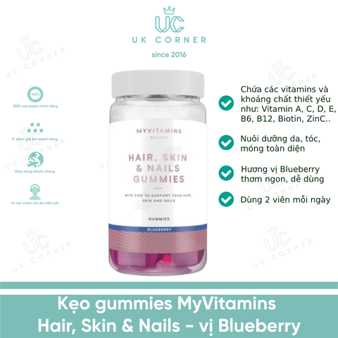 Kẹo MyVitamins Hair, Skin & Nails - Blueberry