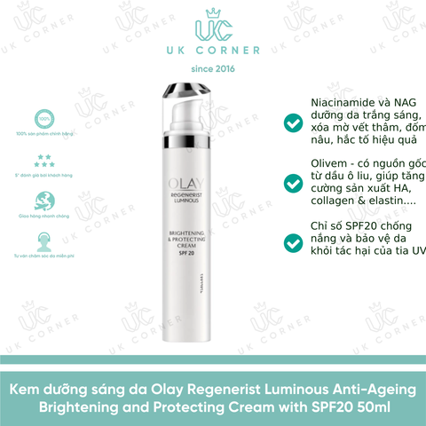 Kem dưỡng ngày Olay Regenerist Luminous Anti-Ageing Brightening and Protecting Cream with SPF20