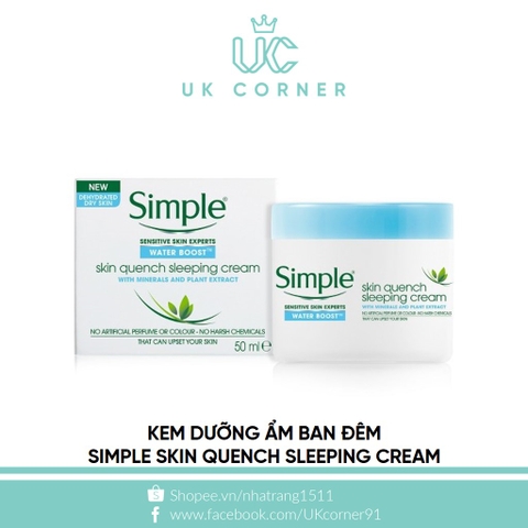 Kem dưỡng ẩm ban đêm Simple Skin quench sleeping cream
