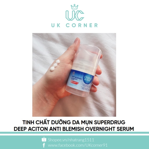 Tinh chất dưỡng da mụn Superdrug Deep Action Anti-Blemish Overnight Serum 50ml