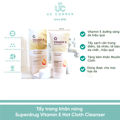 Tẩy trang khăn nóng Superdrug Vitamin E Hot cloth cleanser