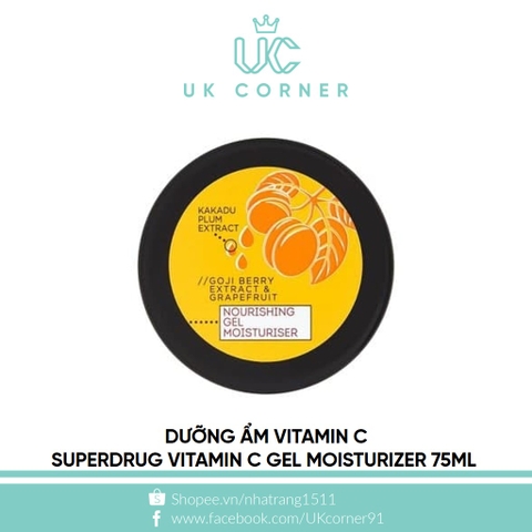 Dưỡng ẩm Superdrug Vitamin C Gel Moisturizer 75ml