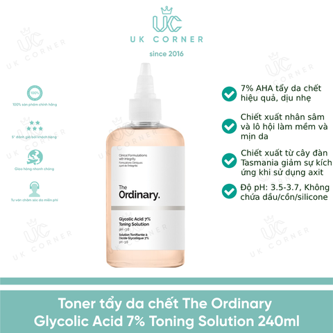 Toner tẩy da chết hóa học The Ordinary Glycolic Acid 7% Toning Solution 240ml