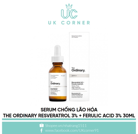 Tinh chất chống lão hóa The Ordinary Resveratrol 3% + Ferulic Acid 3% 30ml