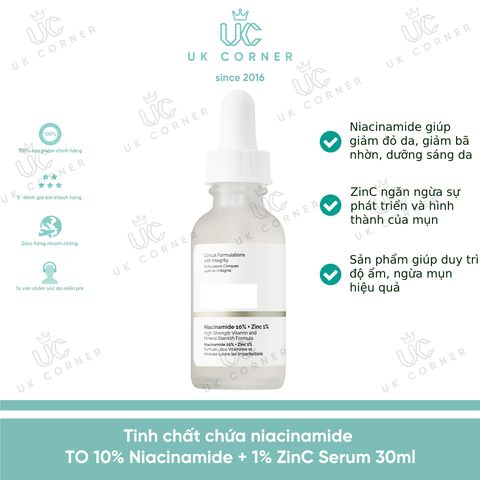 Tinh chất dành cho da mụn The Ordinary Niacinamide 10% + Zinc 1%