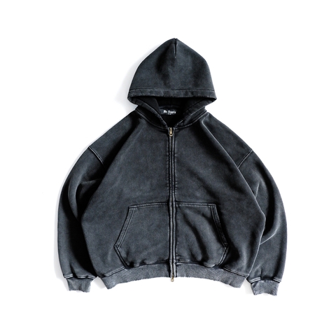 Áo Nỉ Hoodie Zip Dáng Boxy Màu Washed