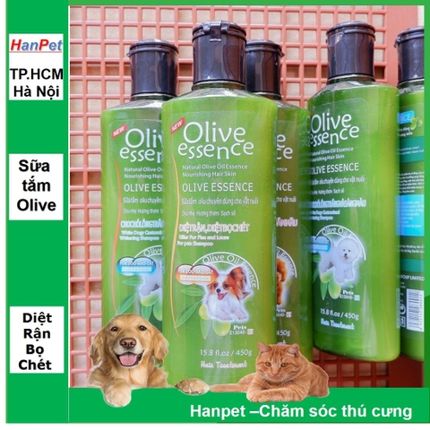 HP-Sữa tắm tinh dầu ô liu chó mèo - Sữa tắm OLIVE 450ml loại Trị ve rận  dầu gội thú c-HP10787TC