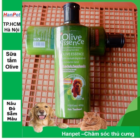HP-Sữa tắm tinh dầu ô liu chó mèo - Sữa tắm OLIVE - 450ml loại cho chó lông nâu đỏ & sẫm màu ( 359c) Dầu tắm thú cưng-HP10784TC