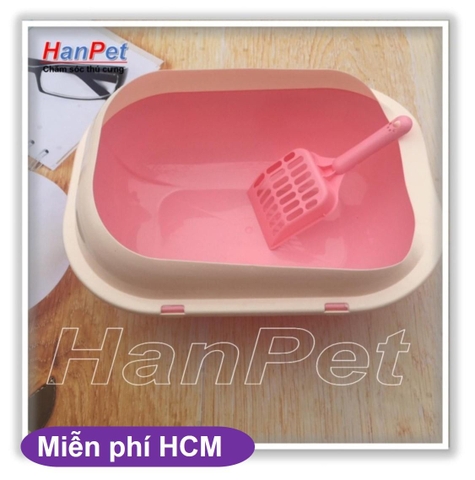 HP -Khay vệ sinh mèo hình bầu dục, / Khay đựng cát vệ sinh cho mèo có gờ chống bắn cát ra ngoài HP10348TC