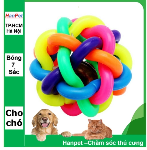 HP>129k - bóng 7 sắc có chuông cho chó chơi - đồ chơi chó mèo (3 size)-HP10226TC dành cho thú cưng