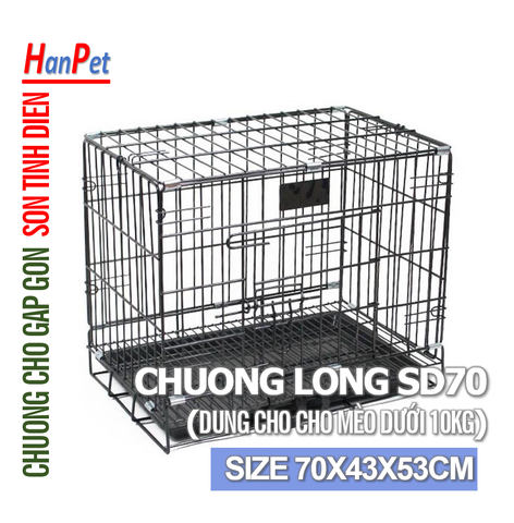 Chuồng Lồng cũi chó mèo dưới 22kg (SD75  SD70  SD90) chuồng sơn tĩnh điện có thể gấp gọn