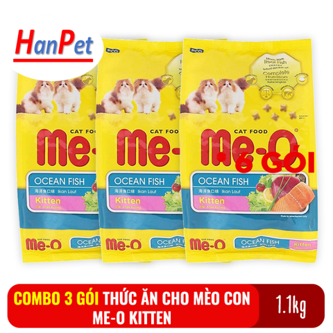 HPKM- Combo 3 gói Thức ăn cho mèo con dưới 1 tuổi Me-O Kitten 1.1kg