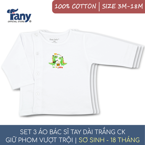 set 3 áo bác sĩ tay dài trắng ck