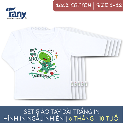 set 5 áo tay dài trắng in
