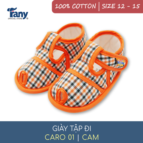 Giày tập đi caro 01 | màu cam