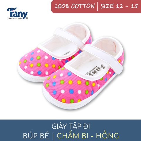 Giày tập đi búp bê | chấm bi - hồng