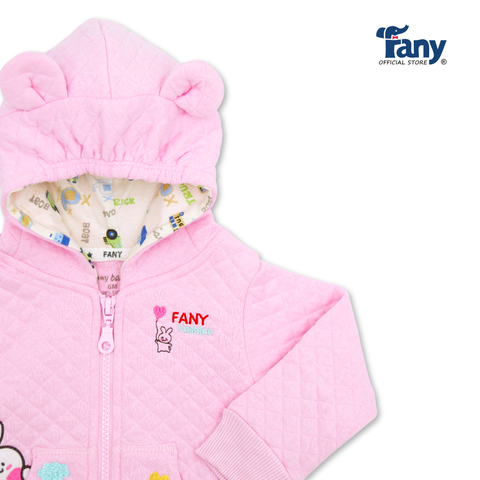 áo khoác ba lớp xốp màu thêu | thỏ con hồng