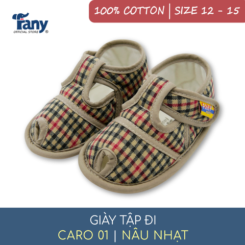 Giày tập đi caro 01 | màu nâu nhạt
