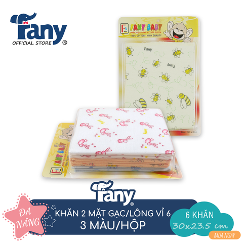 khăn 2 mặt vỉ 6 in