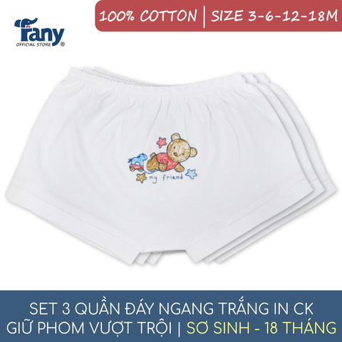 set 3 quần đáy ngang trắng in ck
