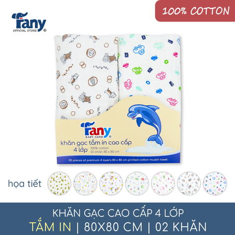 Khăn gạc tắm in cao cấp 4 lớp