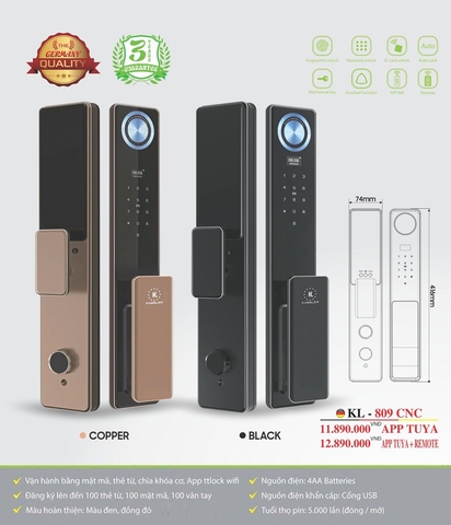 Khóa Điện Tử KASSLER KL-809 CNC COPPER APP