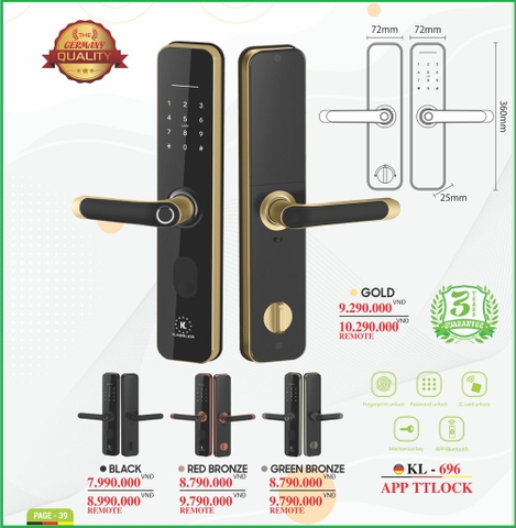 Khóa Điện Tử KASSLER KL-696 RED BRONZE APP