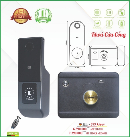 Khóa Điện Tử KASSLER KL-579 GREY APP