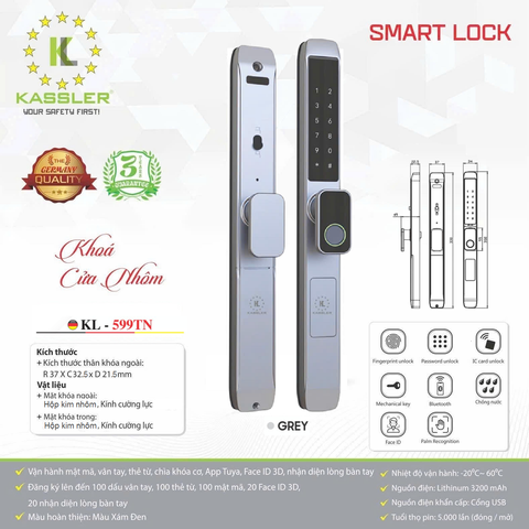 Khóa Điện Tử KASSLER KL-599TN GREY APP