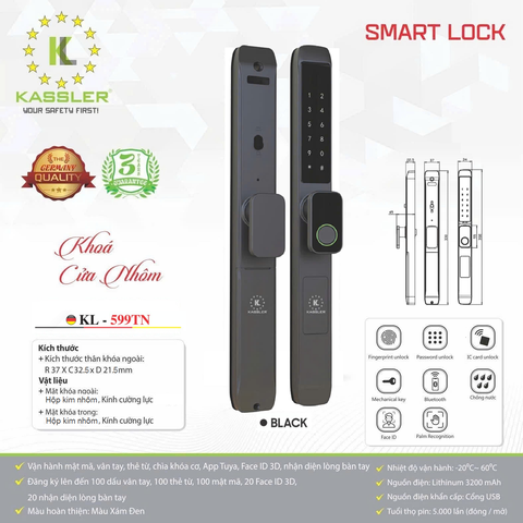 Khóa Điện Tử KASSLER KL-599TN BLACK APP