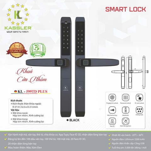 Khóa Điện Tử KASSLER KL-599TD PLUS BLACK APP