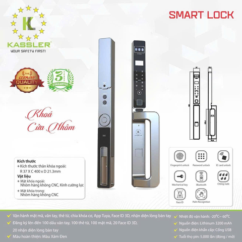 Khóa Điện Tử KASSLER KL-599 CNC 01 GREY APP