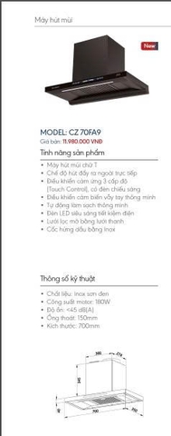 Máy hút mùi Canzy CZ-70FA9