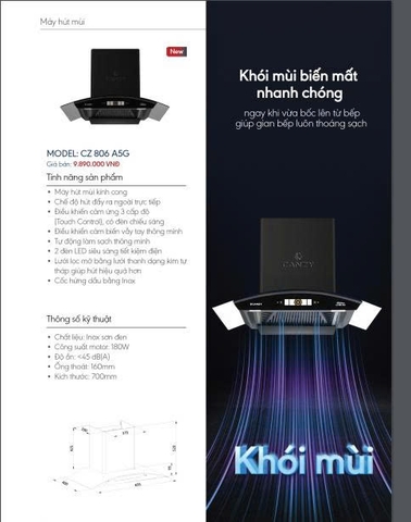 Hút Mùi Canzy CZ-806A 5G