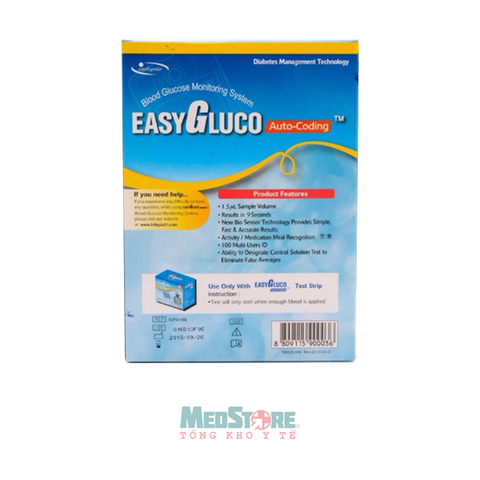 Que thử đường huyết Easy Gluco (hộp 10 que)