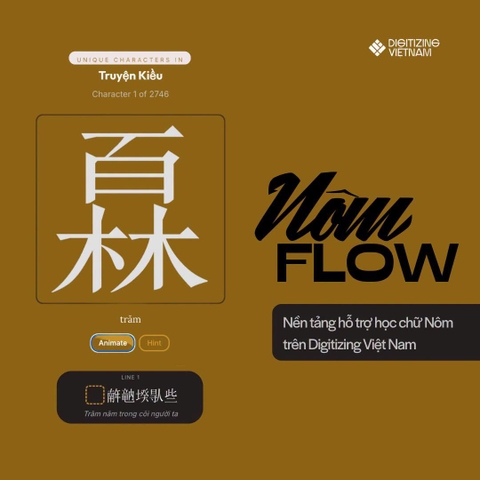 NÔMFLOW: NỀN TẢNG HỖ TRỢ HỌC CHỮ NÔM BẰNG AI TRÊN NỀN TẢNG DIGITIZING VIỆT NAM