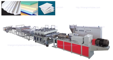 Máy sản xuất tấm nhựa PVC foam dày làm vách ngăn