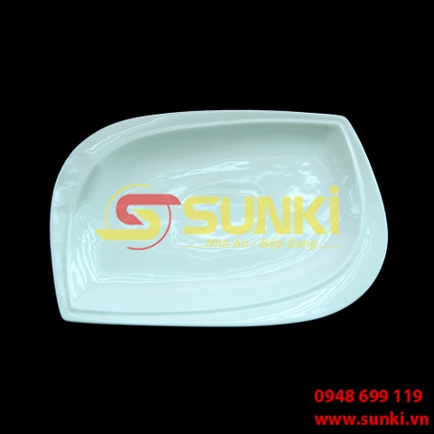 Đĩa sứ chữ nhật lệch 10