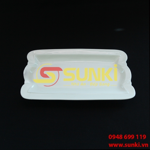 Đĩa sứ chữ nhật hoa 10